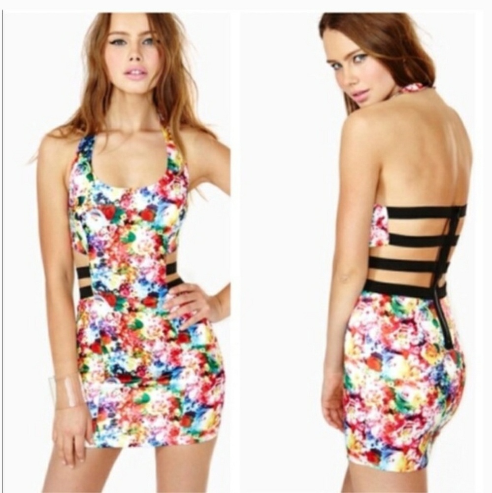 2/$20 NWOT Nasty Gal Mustard Seed Mini Caged Dress